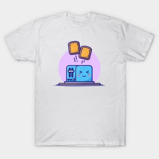 Cute Happy Toaster Cartoon Vector Icon Illustration T-Shirt